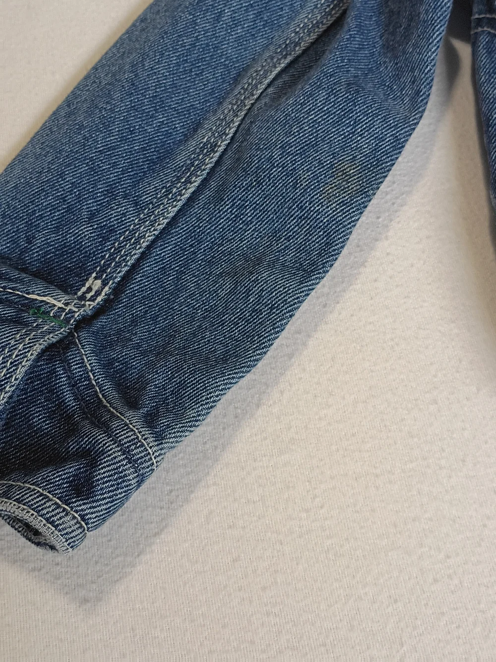 Vintage Y2K OshKosh Bgosh Zip Up Denim Jacket 4T Contrast Green Stitch Workwear